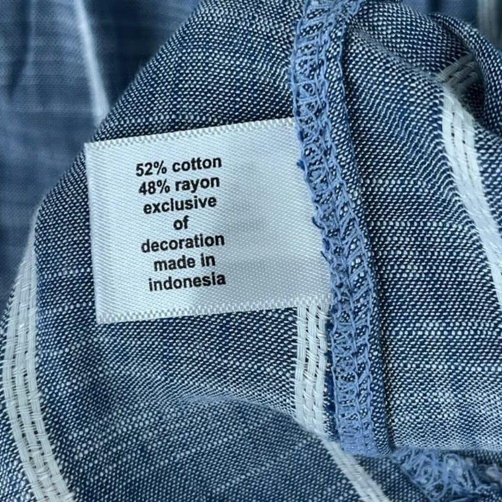 Lane Bryant Top Womens 26 Blue Cotton Rayon Short Sleeve Striped V-neck Textured - Picture 4 of 7
